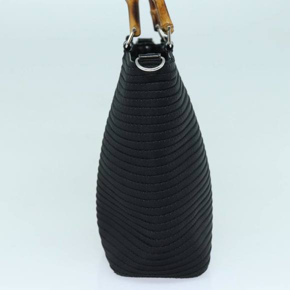 GUCCI Bamboo Hand Bag Canvas 2way Black Gold 000 1998 0540 Auth ep5246 - Picture 3 of 16